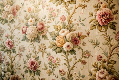 vintage floral wallpaper patterns with intricate designs and muted colors evoking the nostalgia and charm of past eras