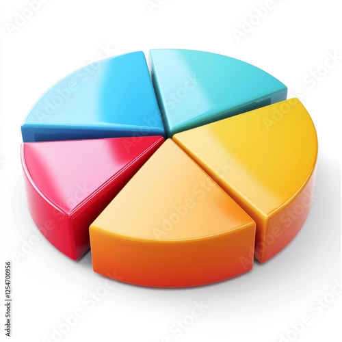 Obraz na płótnie Colorful Pie Chart Illustration with Bright Segments Representing Data Visualization and Analysis w salonie