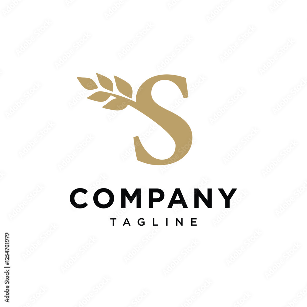 Obraz premium Letter S Wheat Logo Icon Vector