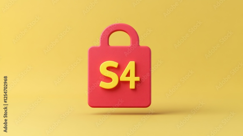 3D render of a red padlock with yellow 3D render of a red padlock with yellow