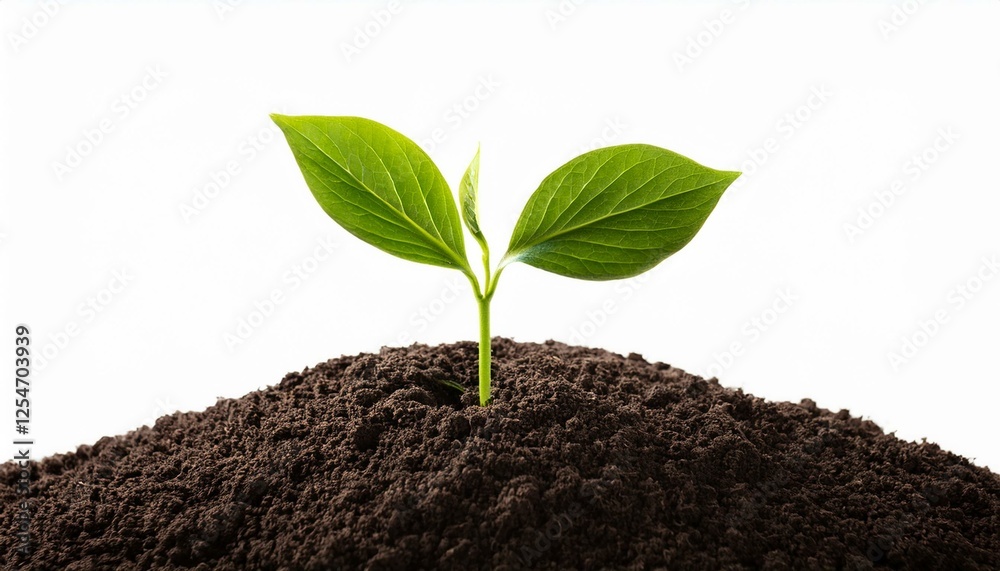 Delicate green sprout emerging from rich soil, symbolizing new growth and life Delicate green sprout emerging from rich soil, symbolizing new growth and life