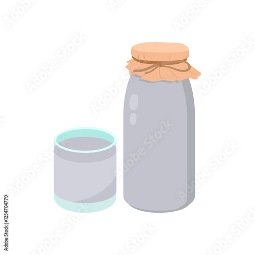 Milk, Farming Flat Vector Illustration