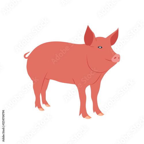 Pig, Farming Flat Vector Illustration