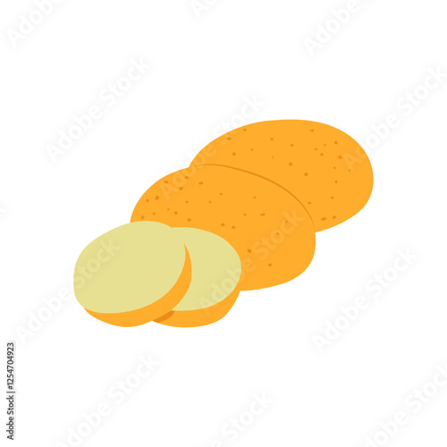 Potatoes, Farming Flat Vector Illustration