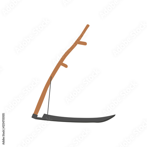 Scythe, Farming Flat Vector Illustration