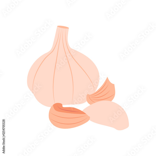 Garlic, Farming Flat Vector Illustration