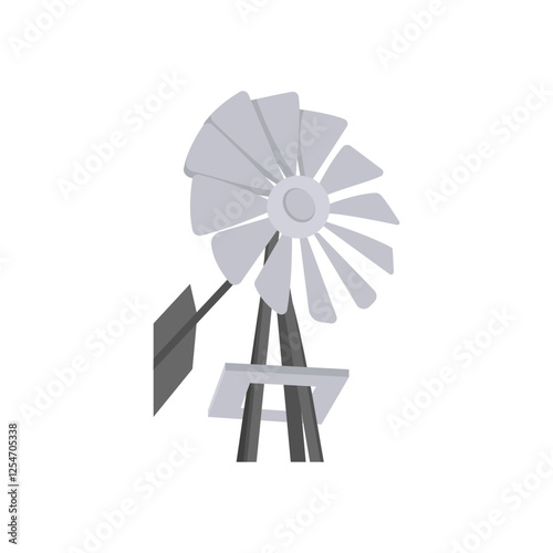 Windmill, Farming Flat Vector Illustration