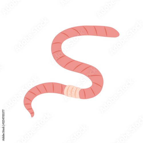 Earthworm, Farming Flat Vector Illustration