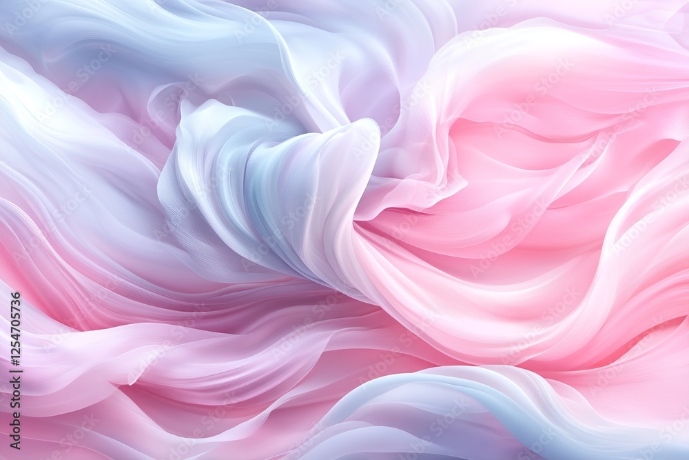 Obraz premium Soft pastel swirls create tranquil abstract art in gentle pink and blue hues
