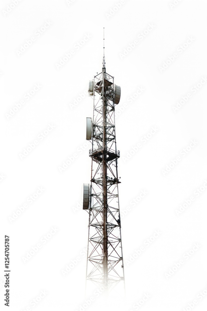 Communication antenna tower white background. Communication antenna tower white background.
