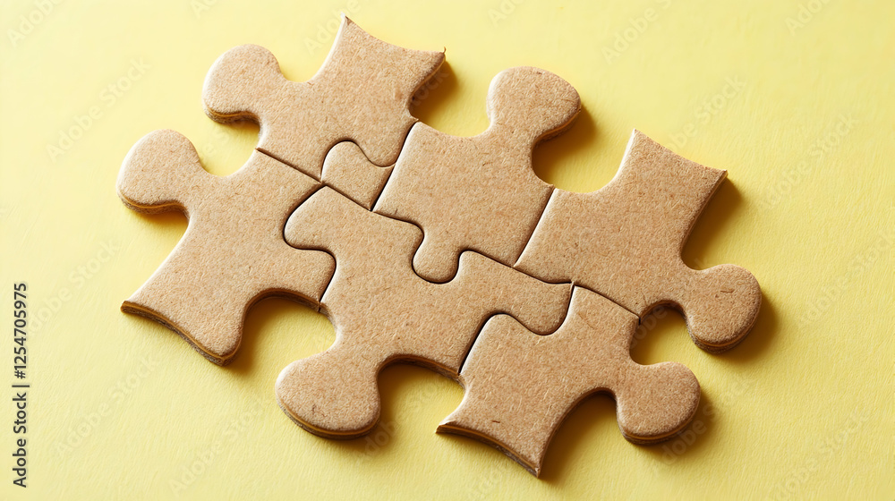 Puzzle pieces connect on yellow. Teamwork concept Puzzle pieces connect on yellow. Teamwork concept