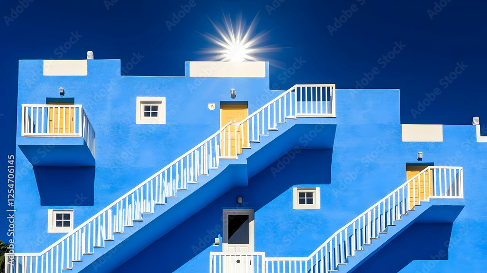 Sunny Blue Building Exterior Illustration Sunny Blue Building Exterior Illustration
