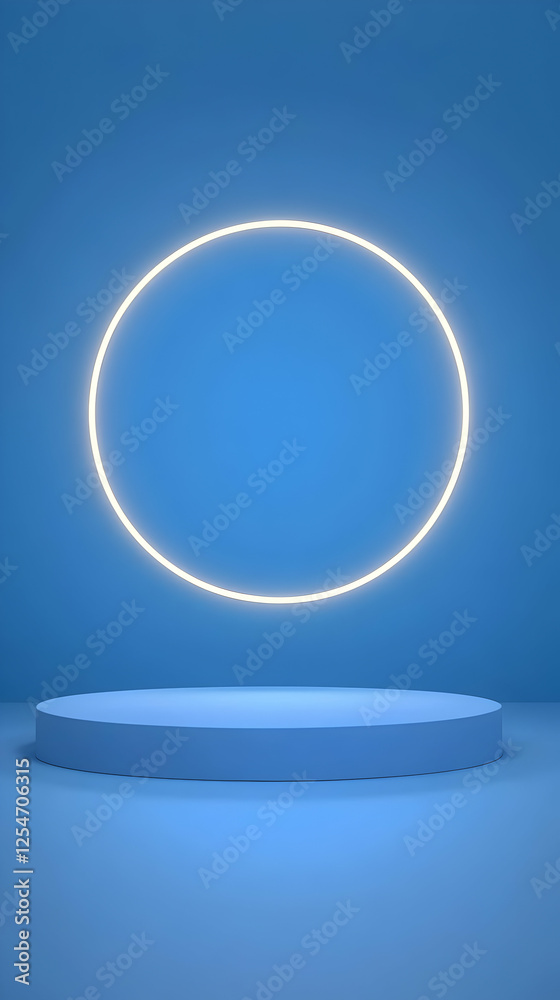 Abstract 3D Background with Illuminated Circle and Platform Abstract 3D Background with Illuminated Circle and Platform