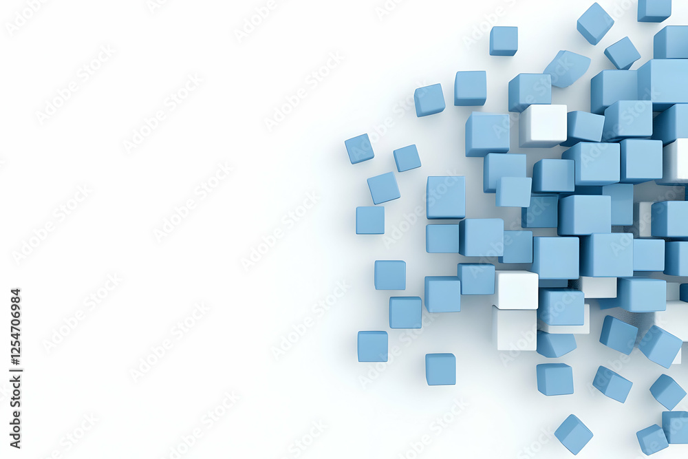 Abstract 3D Blue and White Cube Background Abstract 3D Blue and White Cube Background
