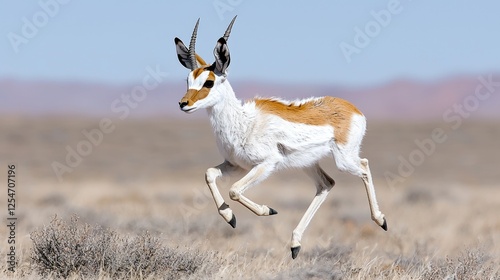Springbok Antelope Leaping in Dry Plains