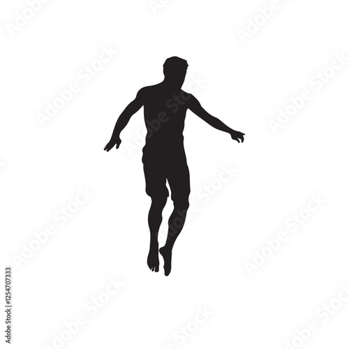 Silhouette of a Man Jumping - Vector Illustration