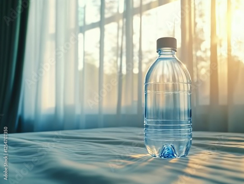 Futuristic water bottle transparent sculptural avant garde modern design innovative high tech material ergonomic eco-friendly concept sci-fi hyper realistic photography artistic fluid visionary