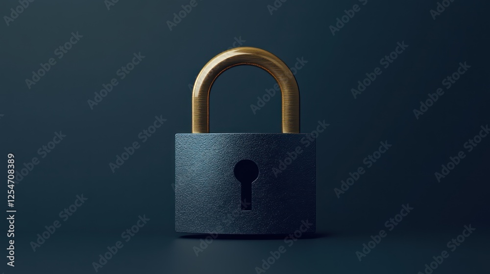 Gold and dark blue padlock on dark background. Gold and dark blue padlock on dark background.