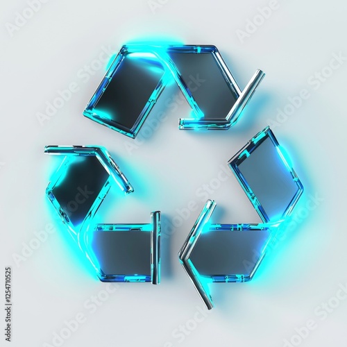 Obraz na płótnie Futuristic Digital Concept of a Recycling Symbol with Neon Glow in a Clean Minimalistic Design w salonie