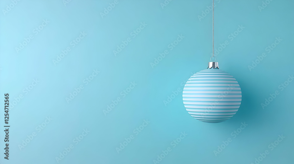 Striped Ornament 3D Render Light Blue Background