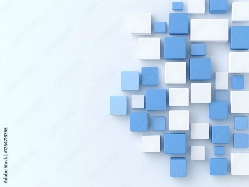Abstract 3D Blue and White Cube Background Abstract 3D Blue and White Cube Background