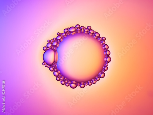 Close up soap bubble on water led light background
