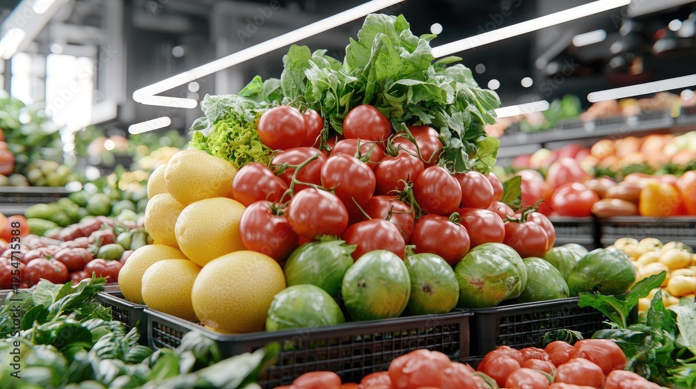Fresh Produce Display in Grocery Store (1) Fresh Produce Display in Grocery Store (1)