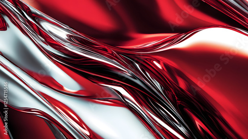Red and silver abstract background with organic shapes and textures in a luxurious composition