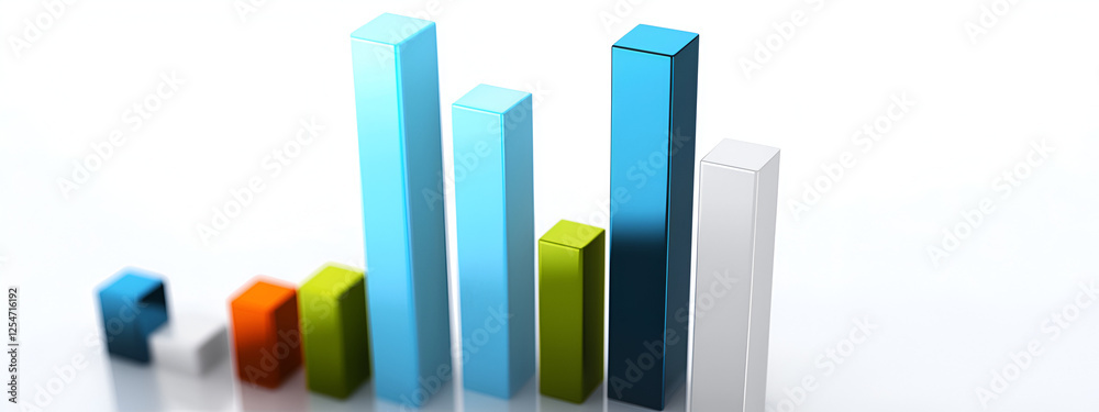 Obraz premium Modern 3D Bar Chart with Colorful Gradient Bars