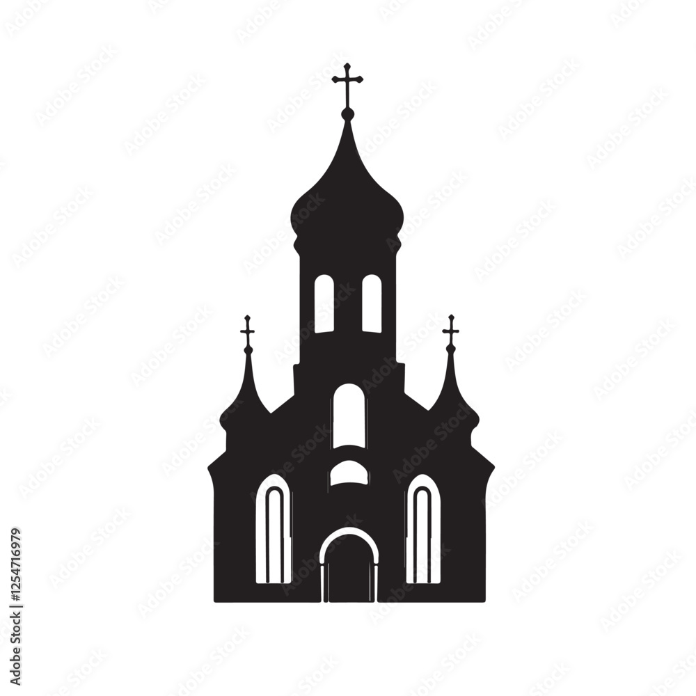 Silhouette of a Classic Church Building - Vector Illustration Silhouette of a Classic Church Building - Vector Illustration