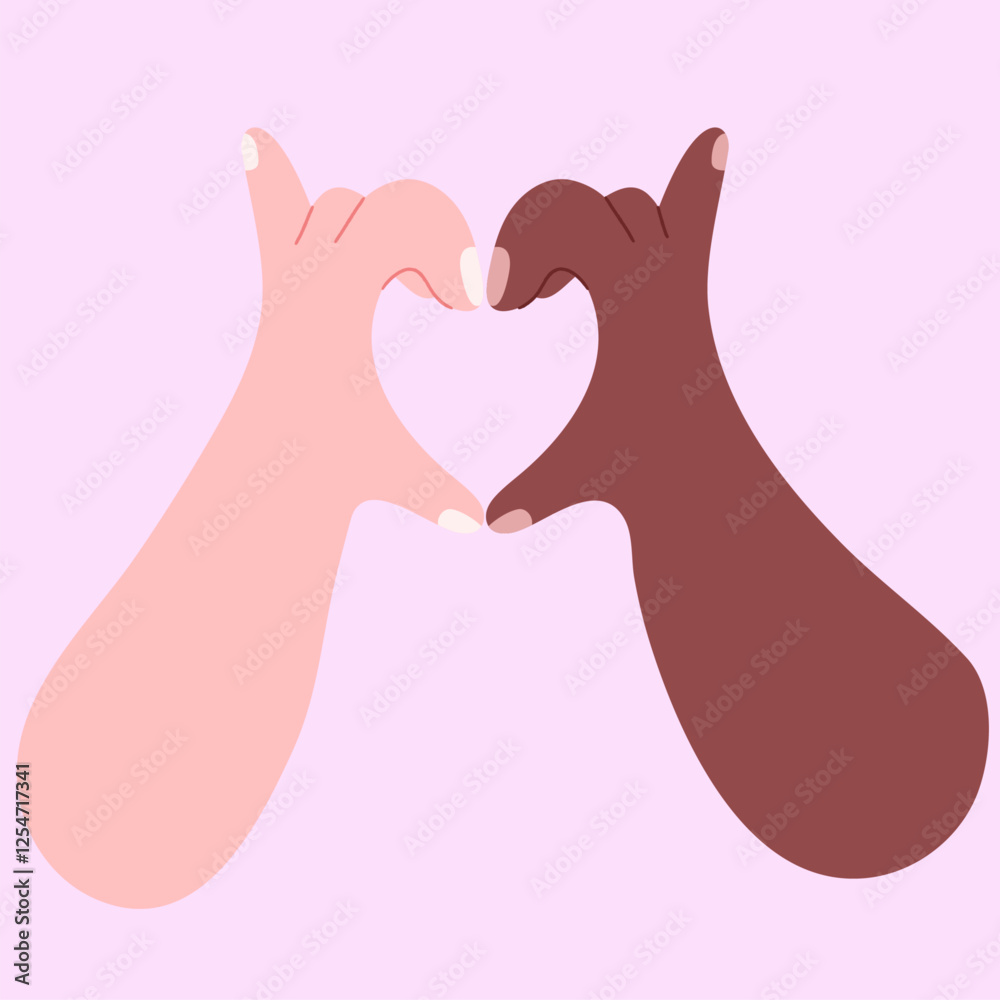 Two hands in heart shape. Vector Illustration.