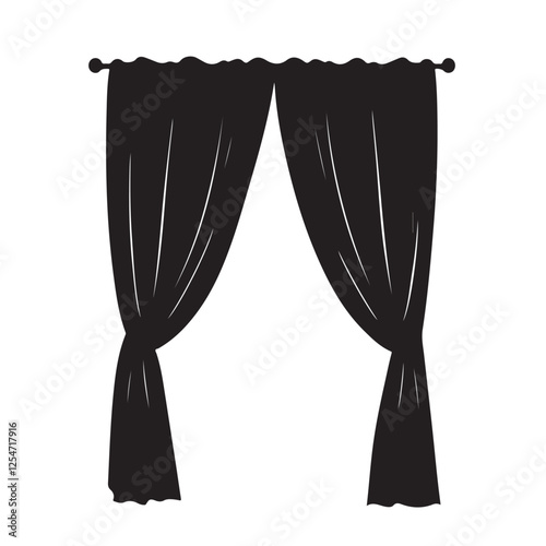 Silhouette of Classic Curtains - Vector Illustration