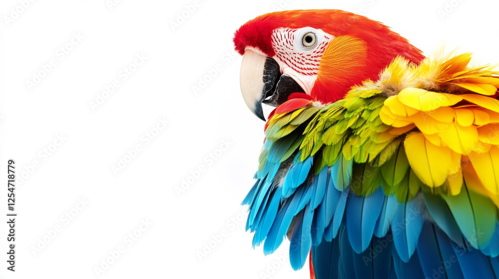Obraz premium Colorful parrot with vibrant feathers on white background