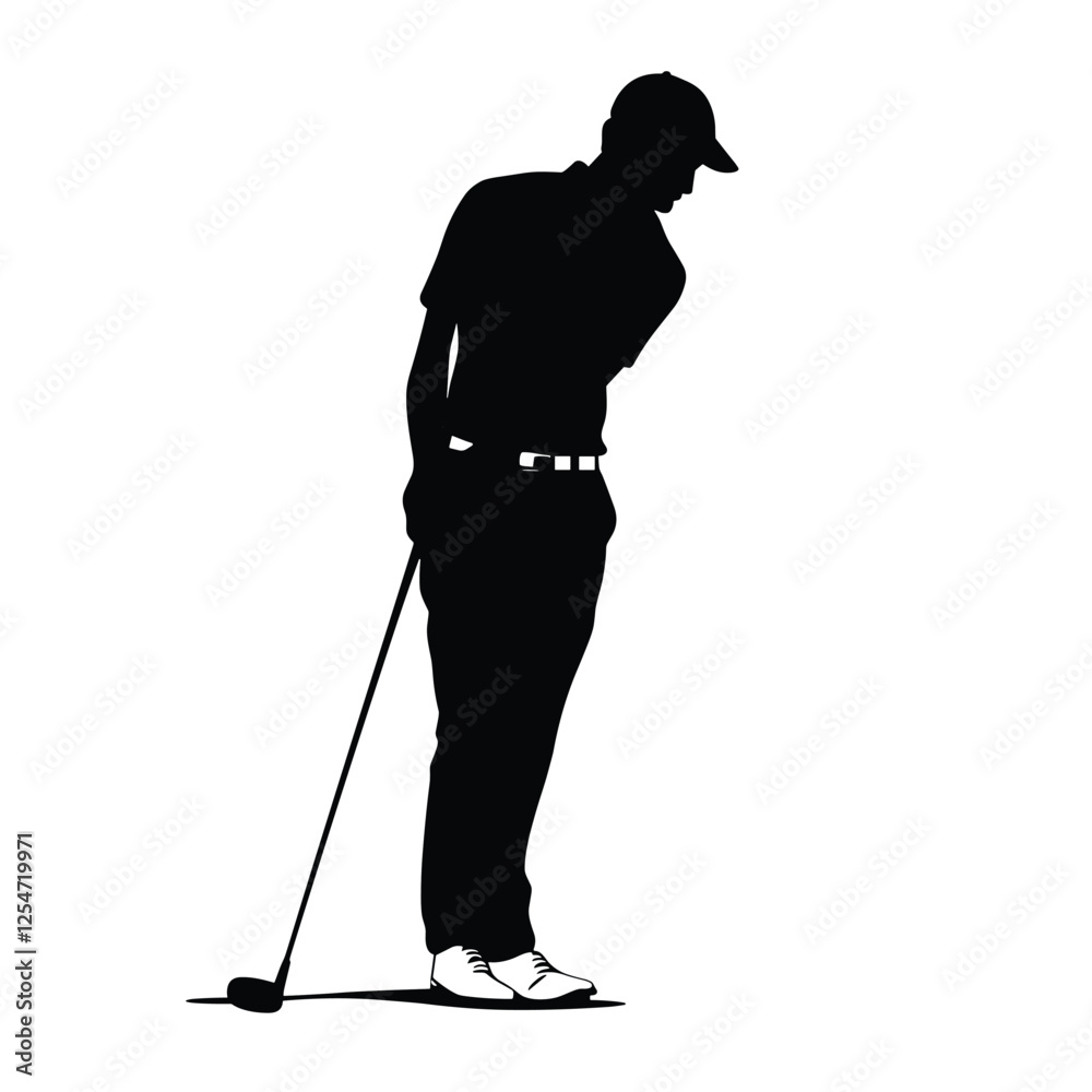 Black Silhouette of a Golf Player Swinging a Club Black Silhouette of a Golf Player Swinging a Club