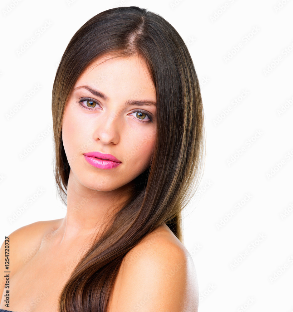 Skincare, makeup and portrait of girl in studio with natural beauty, confidence and salon facial. Dermatology, cosmetics and face of woman with pride, skin glow and collagen care on white background. Skincare, makeup and portrait of girl in studio with natural beauty, confidence and salon facial. Dermatology, cosmetics and face of woman with pride, skin glow and collagen care on white background.