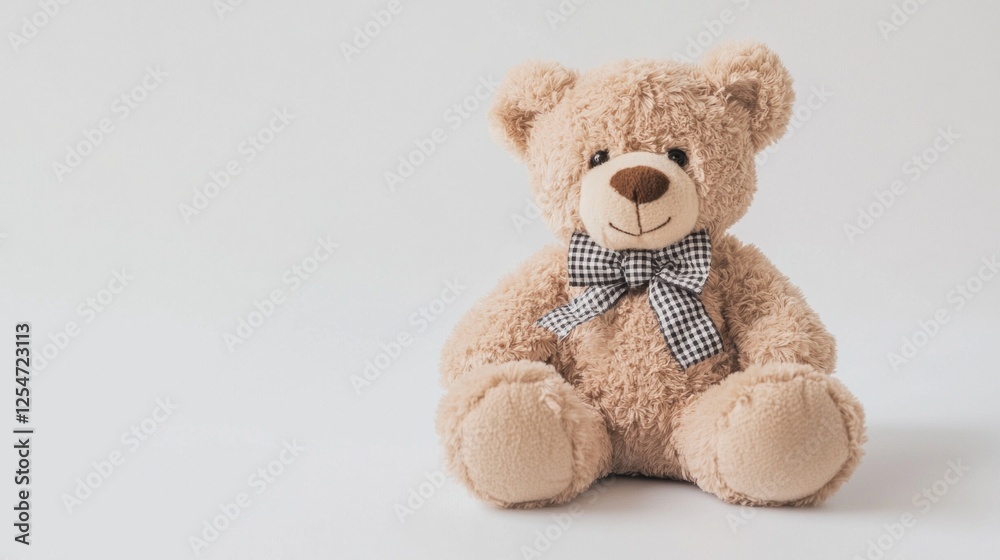 This delightful teddy bear features a soft texture and a stylish checkered bow, perfect for promoting warmth and comfort in children’s products or home decor This delightful teddy bear features a soft texture and a stylish checkered bow, perfect for promoting warmth and comfort in children’s products or home decor