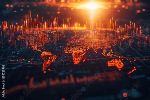 Stock market trends visualization global financial overview digital art high fidelity aerial view modern finance concept