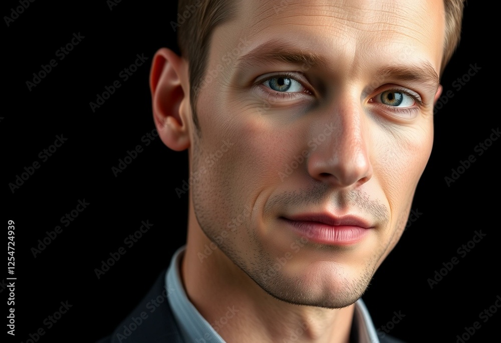 Fototapeta premium Male portrait on black background