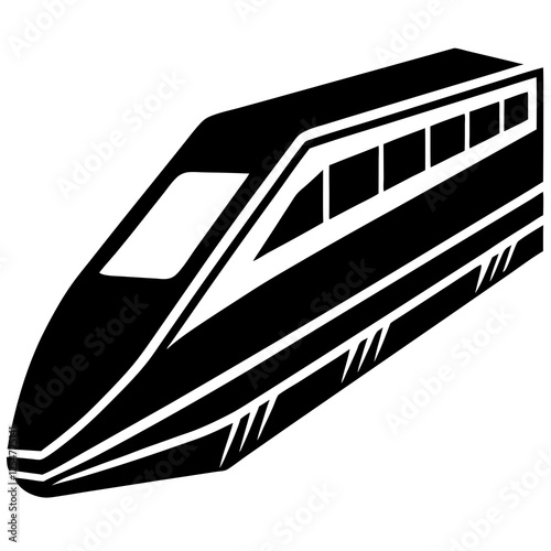 Bullet train with a nose design silhouette vector illustration 