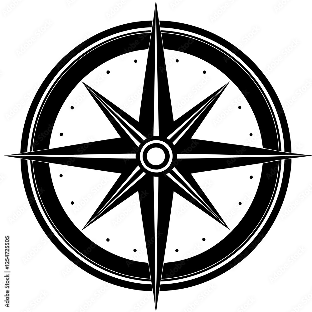 Compass with a needle silhouette vector illustration Compass with a needle silhouette vector illustration