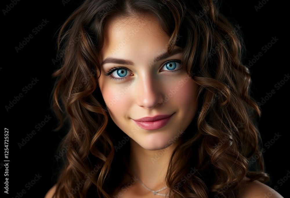 Photorealistic female portrait on black background Photorealistic female portrait on black background
