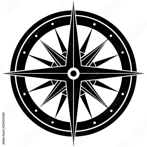 Compass with a needle silhouette vector illustration 