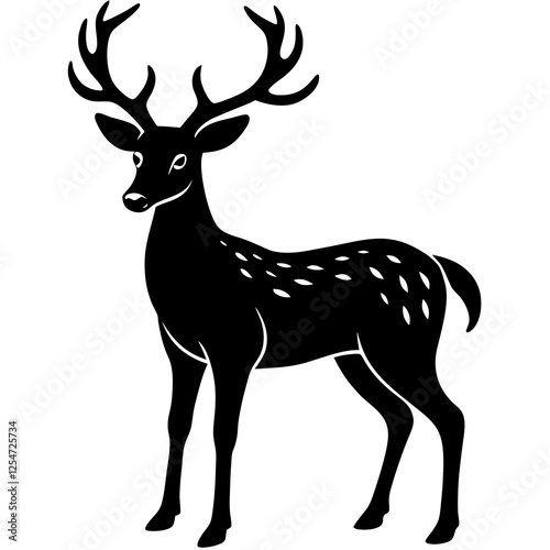 Deer with antler shape silhouette vector illustration 
