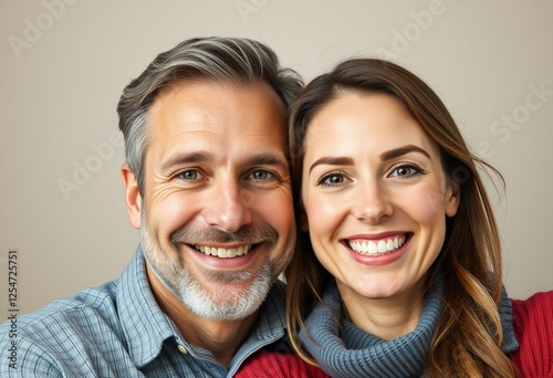 Happy couple in relaxed pose photo