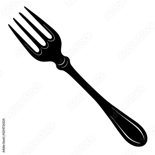 Fork with a tine section silhouette vector illustration 