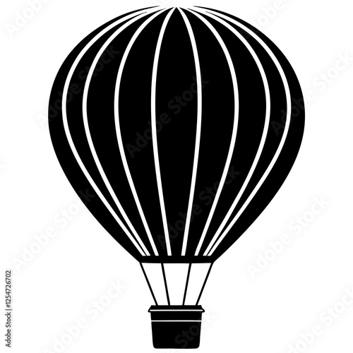 Hot air balloon with a basket silhouette vector illustration 