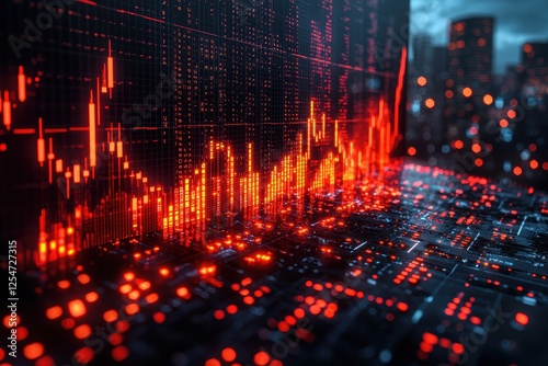 Wallpaper Mural Dynamic financial performance graph digital workspace data visualization urban environment close-up view investment insights Torontodigital.ca