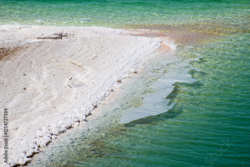 Dead sea, blue waters, crystalised salt, torquoise waters, rift valley, civilization photo