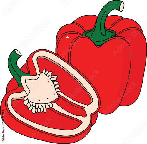 red bell papper illastration 1