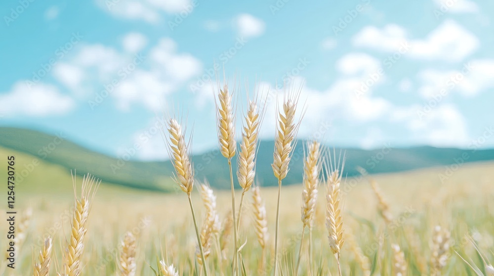 Fototapeta premium Golden wheat field under a summer sky